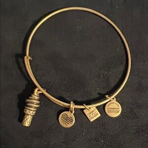 Alex and Ani Gold Tone Ice Cream Cone Charm Bangle Bracelet
